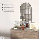 Specchio da Parete ad Arco Stile Finestra Telaio in Metallo Nero   
