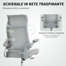 Sedia da Ufficio Ergonomica con Braccioli Regolabili Schienale a Rete e Poggiatesta Grigio      