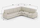 Divano Angolare 6 Posti 286x226x85 cm Sakar in Tessuto Latte