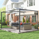 Pergola da Esterno 3x2 m con Tettuccio Retrattile in Metallo e Poliestere Crema e Grigio      