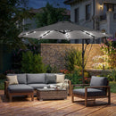 Ombrellone a Sbalzo 3 m con Luci LED Solari da Giardino in Metallo e Poliestere Grigio      
