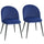 Set 2 Sedie da Pranzo 52x55x79 cm Imbottite con Schienale a Conchiglia in Velluto Blu