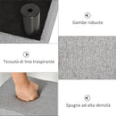 Pouf Poggiapiedi Imbottito 40x30x24 cm in Tessuto Effetto Lino Grigio