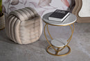 Tavolinetto Heart Oro Ø40x45,5 cm in Ferro e Marmo Oro e Bianco      