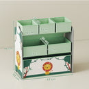 Scaffale Portagiochi 63x30x66 cm a 3 Livelli 6 Cesti in Tessuto Non Tessuto Verde      