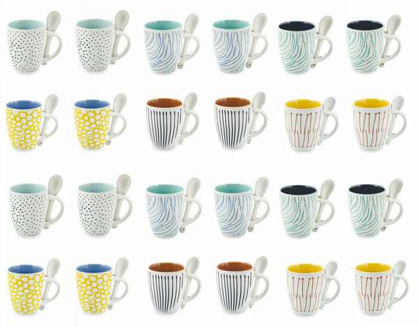 acquista Set 24 Tazzine da Caffè Ø6x9 cm in Gres Villa d'Este Home Tivoli Marea