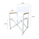 Set 2 Sedie da Regista Fellini 56x45x87 cm in Alluminio e Textilene Bianco e Legno