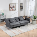 Divano Letto Singolo Clic Clac 189x91x84 cm Schienale Reclinabile e 2 Cuscini Grigio  