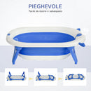 Vaschetta Bagnetto per Bambini Pieghevole 81,5x50,5x23,5 cm con Cuscino Blu