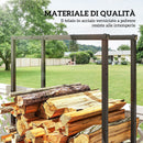 Portalegna per Camino da Interno ed Esterno Regolabile 40-65x25x100-150 cm in Metallo Nero 
