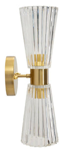 Lampada da Muro Praga 11x16x40 cm in Ferro e Vetro Oro e Trasparente      