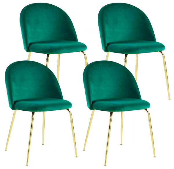 Set 4 Sedie Imbottite 49x52x79 cm in Velluto Verde e Oro sconto