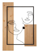 Pannello da Muro Faces Ferro e Wood 63x2x90 cm in Ferro e MDF Nero e Marrone      