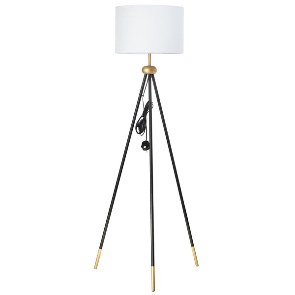 Lampada da Terra Tripode in Metallo con Paralume 56x56x137 cm Bianco sconto