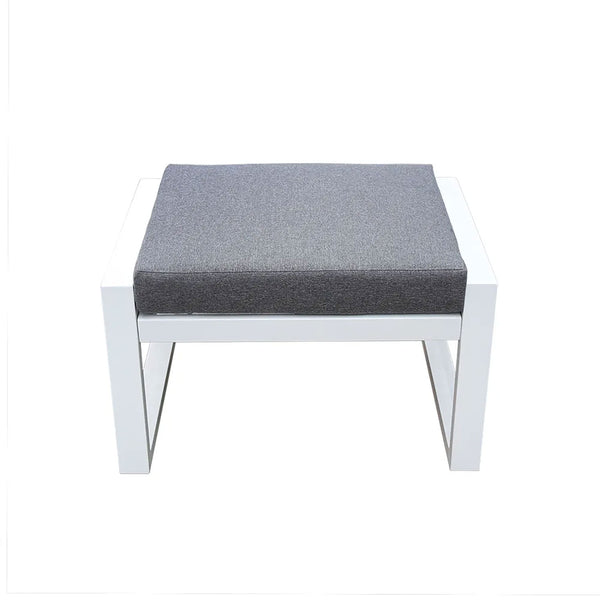 acquista Pouf da Giardino Mikonos 67,5x53x45 cm in Alluminio e Tessuto Tecnico Grigio e Bianco