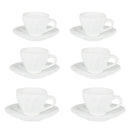 Set 6 Tazzine da Caffè con Piattino Ø7,5xh4 cm in Gres Porcellanato Amleto Bianco
