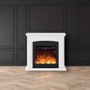 Camino Elettrico da Pavimento 107,2x95,2x24,5 cm Effetto Fiamma 1500W Sined Siena Bianco