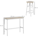 Set Bar Tavolo Alto e 2 Sgabelli con Poggiapiedi Stile Industriale in MDF e Acciaio Bianco e Rovere      