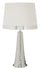 Lampada da Tavolo Tower Argento Ø30x54 cm in Ferro e Tessuto Argento e Bianco
