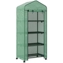 Serra da Balcone a 4 Livelli 69x50x165 cm con 4 Rotelle e Ingresso Avvolgibile in Acciaio e PE Verde      