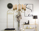 Lampadario Versailles 5 Luci Ø60x103 cm in Ferro e Vetro Nero      