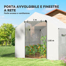Serra a Tunnel 2x3x2 m con Porte e Finestre Avvolgibili e Tetto a Punta in Acciaio e PE Bianco      
