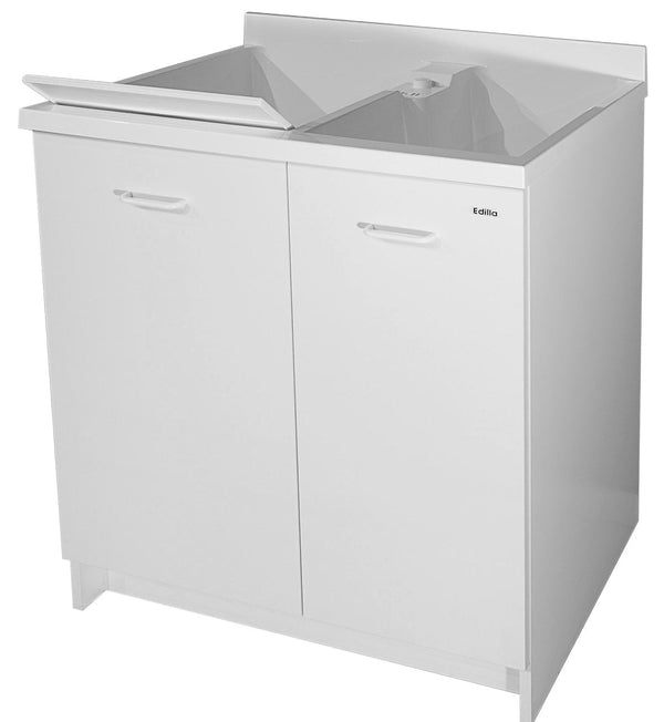 Mobile Lavatoio 80x60x85cm 2 Ante 2 Vasche Asse in Termoplastico Montegrappa Edilla Bianco con Cesto online