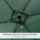 Ombrellone Rettangolare 2x3 m Pieghevole e Regolabile in Alluminio e Poliestere Verde e Nero   