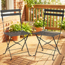 Set 2 Sedie da Giardino Pieghevoli 41x45x80,5 cm con Seduta a Doghe in Metallo Nero      