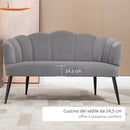 Divano 2 Posti con Gambe in Metallo 132x66x80 cm in Tessuto Vellutato Grigio