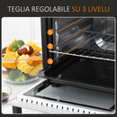 Fornetto Elettrico 1400W 16 Litri con Griglia e Teglia Argento e Nero