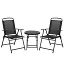 Set 3 Pezzi da Giardino con 2 Sedie 53,5x64x93 cm e Tavolino da Caffè Ø45x50 cm in Metallo Nero      