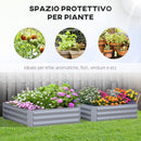 Set 2 Letti per Orto Rialzati 100x100x30 cm in Acciaio Grigio