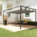 Pergola da Esterno 3x2 m con Tettuccio Retrattile in Metallo e Poliestere Crema e Grigio      
