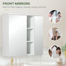 Specchiera da Bagno 2 Ante 60x20x61 cm Ripiani Aperti Bianco