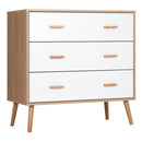 Cassettiera 3 Cassetti 80x39x80 cm Bianco e color Legno   