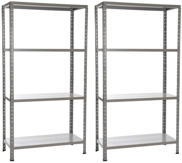 sconto Set 2 Scaffali in Metallo 4 Ripiani 90x40x170 cm Grigio