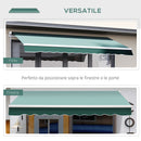 Tenda da Sole Avvolgibile Manuale a Parete Tessuto di Poliestere Verde 2.5x2m 