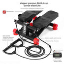 Stepper Multifunzione 3 in 1 con Pedali Antiscivolo 39x33x28 cm e Bande di Resistenza Fitness Nero      