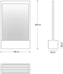 Cascata a Finestra Verticale 180x200x36 cm con Faretti in Acciaio Bianca