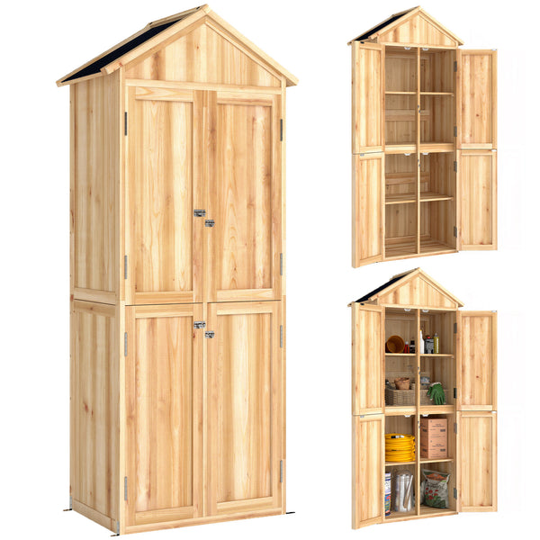 sconto Armadio da Esterno per Attrezzi 82x50x190 cm con Ripiani Rimovibili in Legno di Abete Naturale