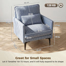 Poltrona Salotto Imbottita 73x80x80 cm con Braccioli Cuscino Lombare e Seduta Ampia in Tessuto Effetto Lino Blu      