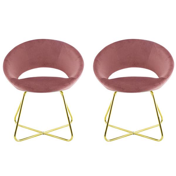 Set 2 Sedie Vintage 58x64x83 cm in Tessuto Effetto Velluto Greta Rosa antico acquista