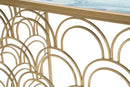 Console Arc 120x40x80,5 cm in Ferro MDF e Vetro Oro e Multicolor