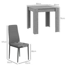 Set da Pranzo Tavolo e 2 Sedie Imbottite in Pelle PU Grigio   