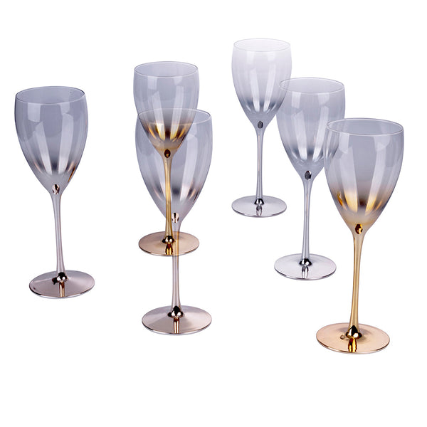 Set 6 Calici Très Chic in Vetro VdE Tivoli 1996 Gold Silver Champagne acquista