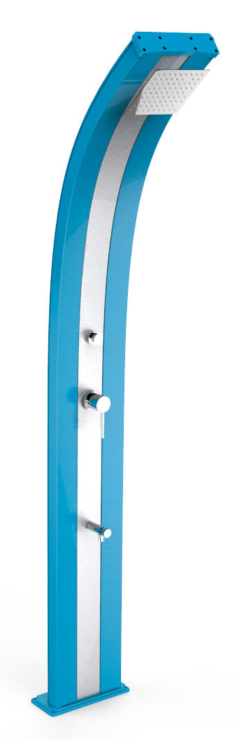 online Doccia Solare da Giardino 40L Miscelatore Temporizzato e Lavapiedi Arkema Dada Fascia Inox Light Blu