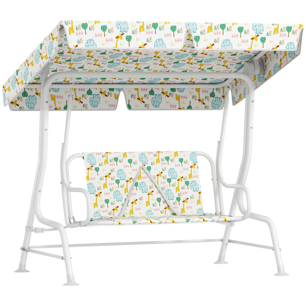 Dondolo per Bambini da Giardino a 2 Posti 112x75x120 cm con Cinture di Sicurezza Bianco sconto