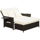 Divano da Giardino con Panca Poggiapiedi 130x72x96 cm in Rattan Marrone