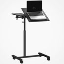 Tavolino da Divano Porta PC a Forma di C 57x40x67,5-101 cm con Piano Inclinabile in Melamina Nero  